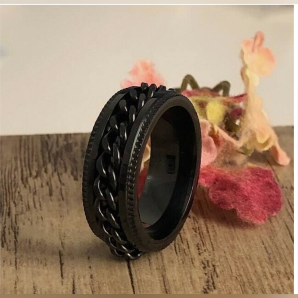 New, Classic black wedding band men's size 8 jewelry - Picture 3 of 9